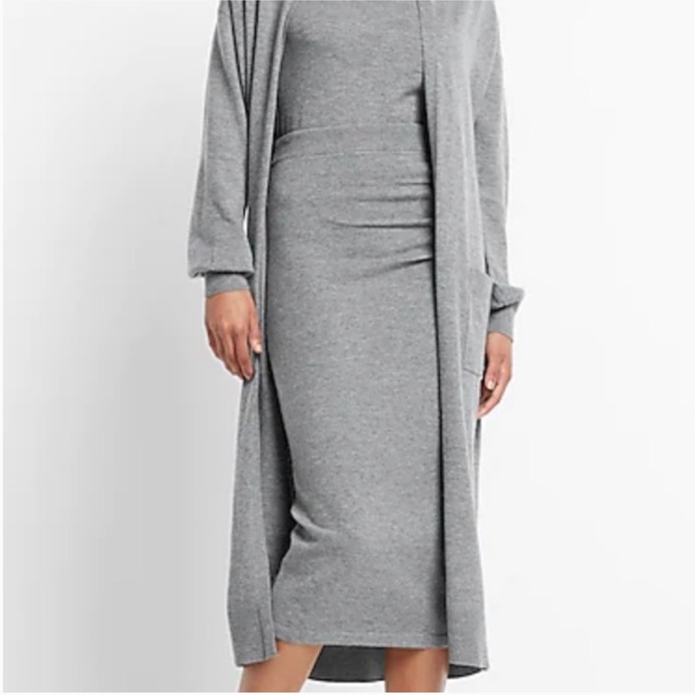 Express Gray Midi Sweater Skirt NWT